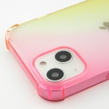 Coque iPhone 15 - Bumper Rainbow Silicone anti-choc avec bords protégés -  rose jaune