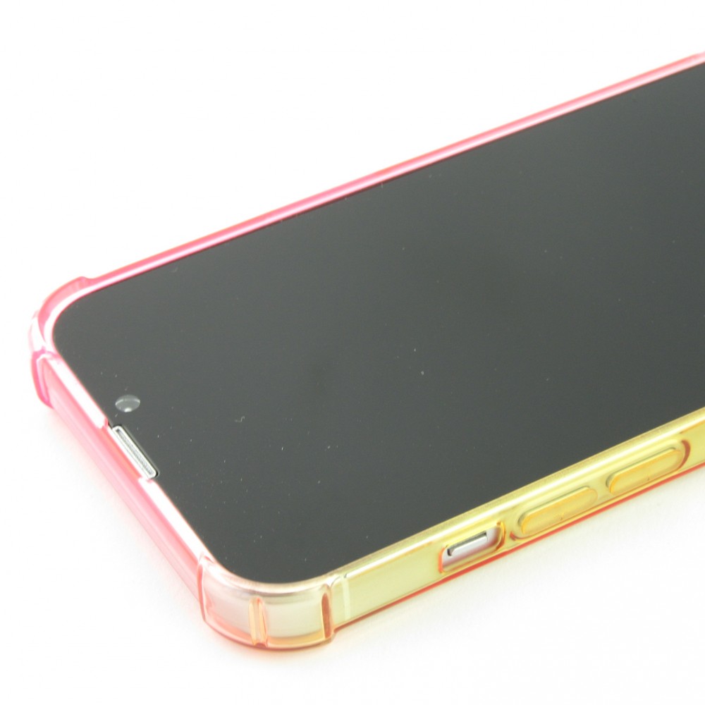 Coque iPhone 15 - Bumper Rainbow Silicone anti-choc avec bords protégés -  rose jaune