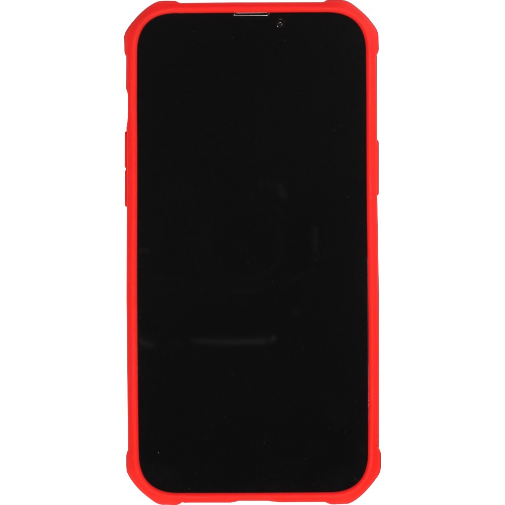 Coque iPhone 14 - Cover Military Élite avec dos en carbone semi-transparent - Rouge