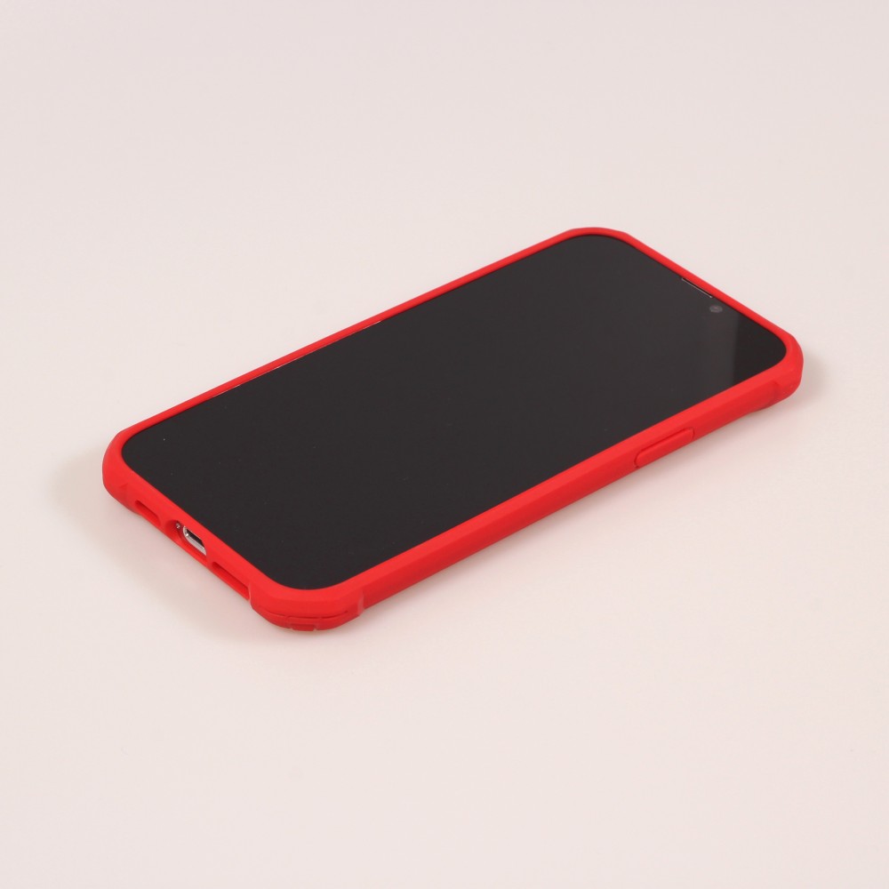 Coque iPhone 14 - Cover Military Élite avec dos en carbone semi-transparent - Rouge