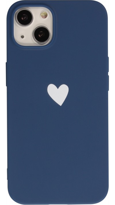 Coque iPhone 13 mini - Gel coeur - Bleu