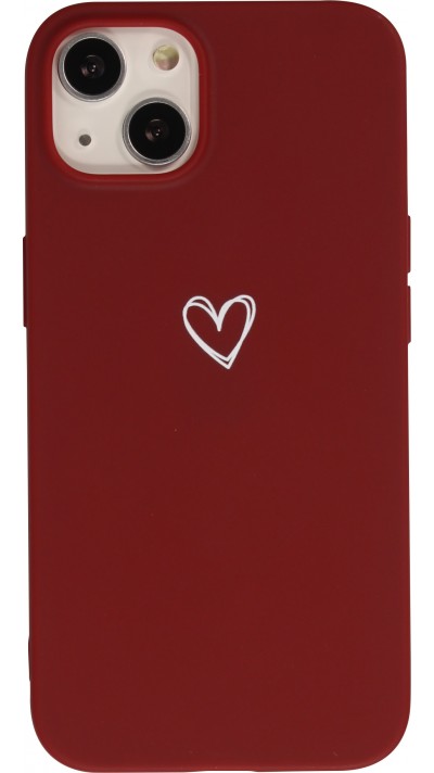 Coque iPhone 15 - Gel coeur - Rouge