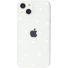 Coque iPhone 13 mini - Gel petit coeur transparent - Blanc