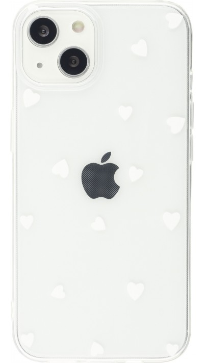 Coque iPhone 13 mini - Gel petit coeur - Blanc