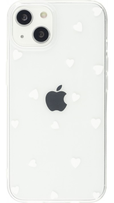 Coque iPhone 13 mini - Gel petit coeur transparent - Blanc