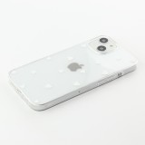 Coque iPhone 13 mini - Gel petit coeur transparent - Blanc
