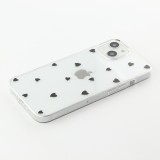 Coque iPhone 15 - Gel petit coeur transparent - Noir