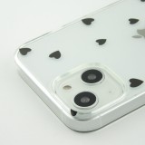 Coque iPhone 15 - Gel petit coeur transparent - Noir