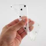 Coque iPhone 15 - Gel petit coeur transparent - Noir