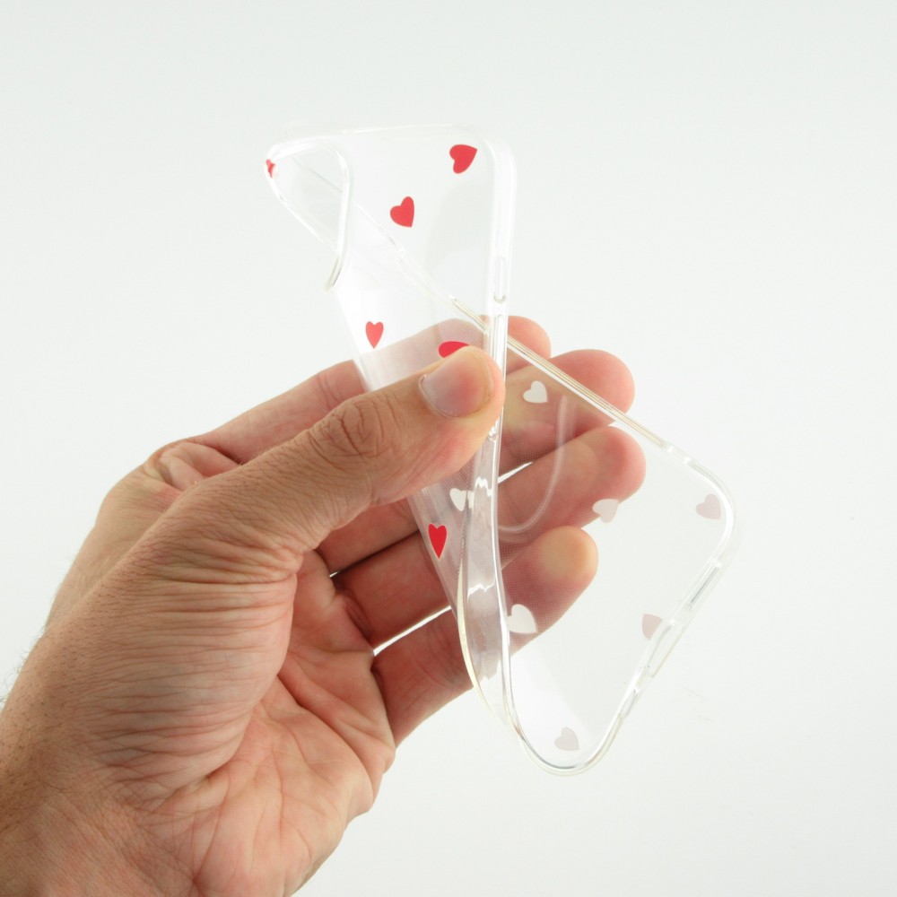 Coque iPhone 15 - Gel petit coeur transparent - Rouge