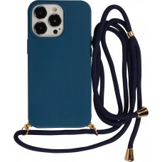 Coque iPhone 14 Pro - Bio Eco-Friendly nature avec cordon collier - Bleu