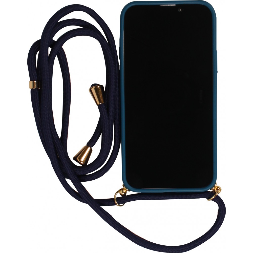 Coque iPhone 14 Pro - Bio Eco-Friendly nature avec cordon collier - Bleu