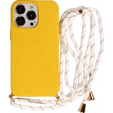 Coque iPhone 14 Pro - Bio Eco-Friendly nature avec cordon collier jaune