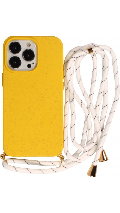 Coque iPhone 16 Pro Max - Bio Eco-Friendly nature avec cordon collier jaune