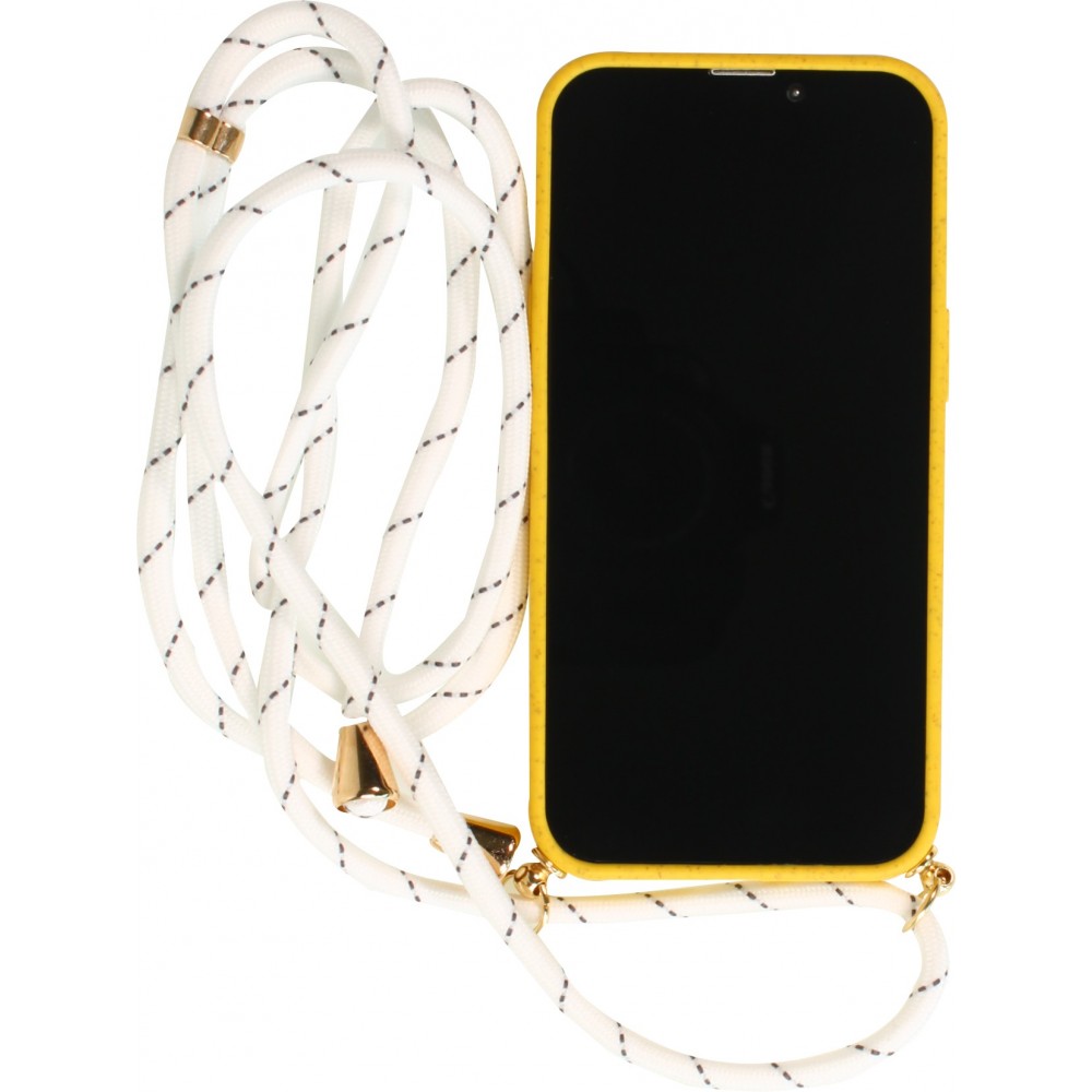 Coque iPhone 14 Pro - Bio Eco-Friendly nature avec cordon collier jaune