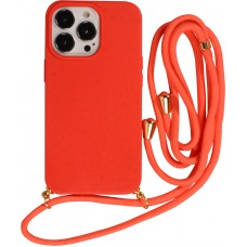 iPhone 16 Pro Case Hülle - Bio Eco-Friendly Vegan mit Handykette Necklace - Rot