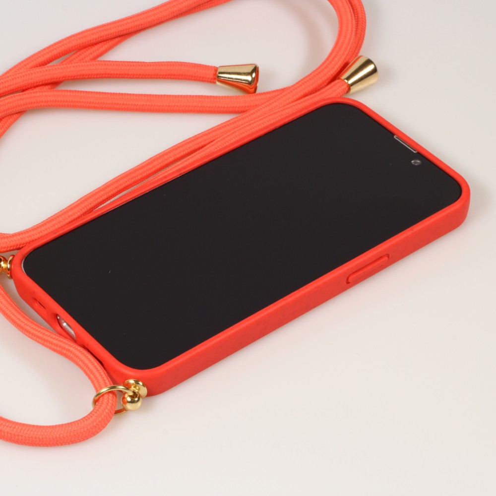 iPhone 16 Pro Case Hülle - Bio Eco-Friendly Vegan mit Handykette Necklace - Rot