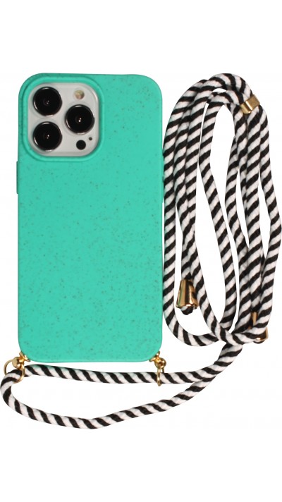 Coque iPhone 16 Pro Max - Bio Eco-Friendly nature avec cordon collier - Turquoise