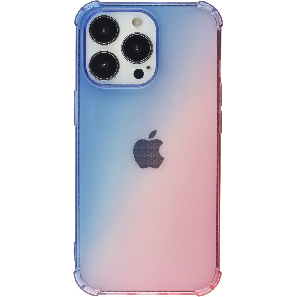 Coque iPhone 14 Pro - Bumper Rainbow Silicone anti-choc avec bords protégés -  bleu - Rose