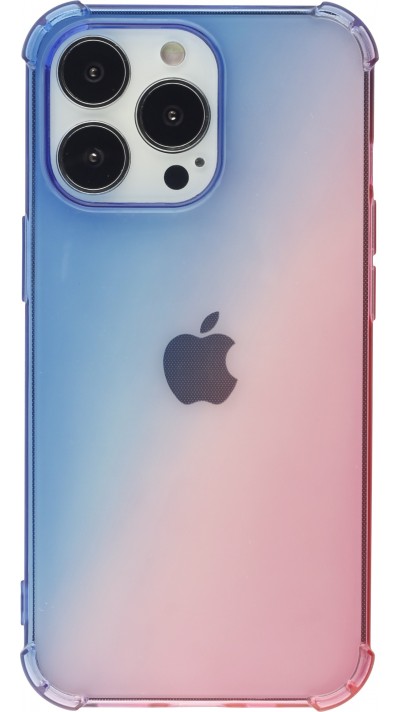Coque iPhone 15 Pro Max - Bumper Rainbow Silicone anti-choc avec bords protégés -  bleu - Rose