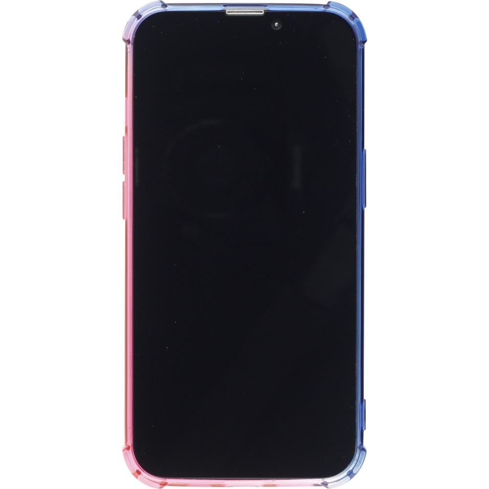 Coque iPhone 14 Pro - Bumper Rainbow Silicone anti-choc avec bords protégés -  bleu - Rose