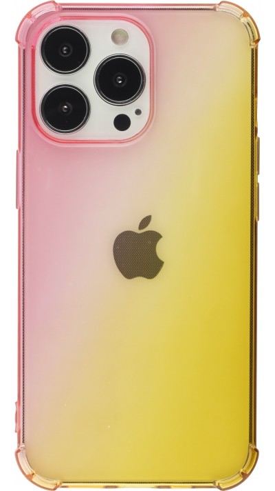 Coque iPhone 15 Pro Max - Bumper Rainbow Silicone anti-choc avec bords protégés -  rose jaune