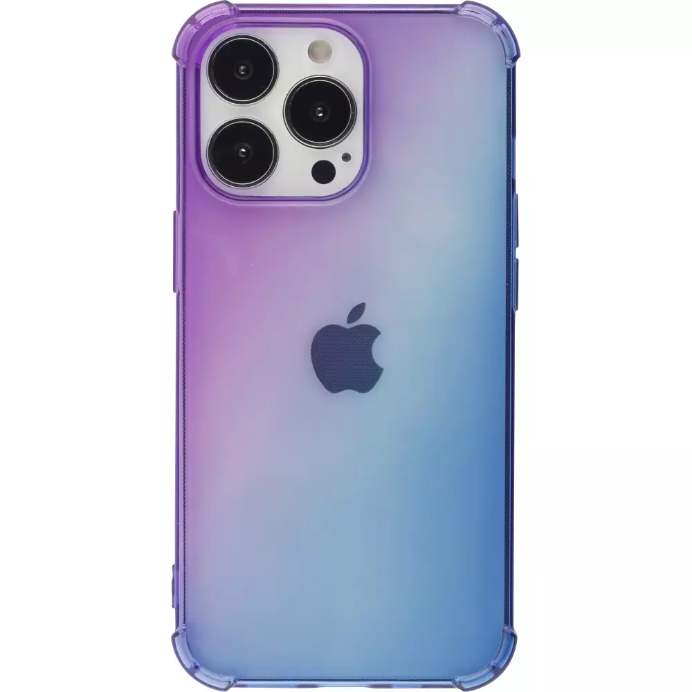 iPhone 14 Pro Case Hülle - Gummi Bumper Rainbow mit extra Schutz für Ecken Antischock - violett blau