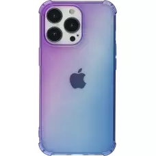 iPhone 14 Pro Case Hülle - Gummi Bumper Rainbow mit extra Schutz für Ecken Antischock - violett blau