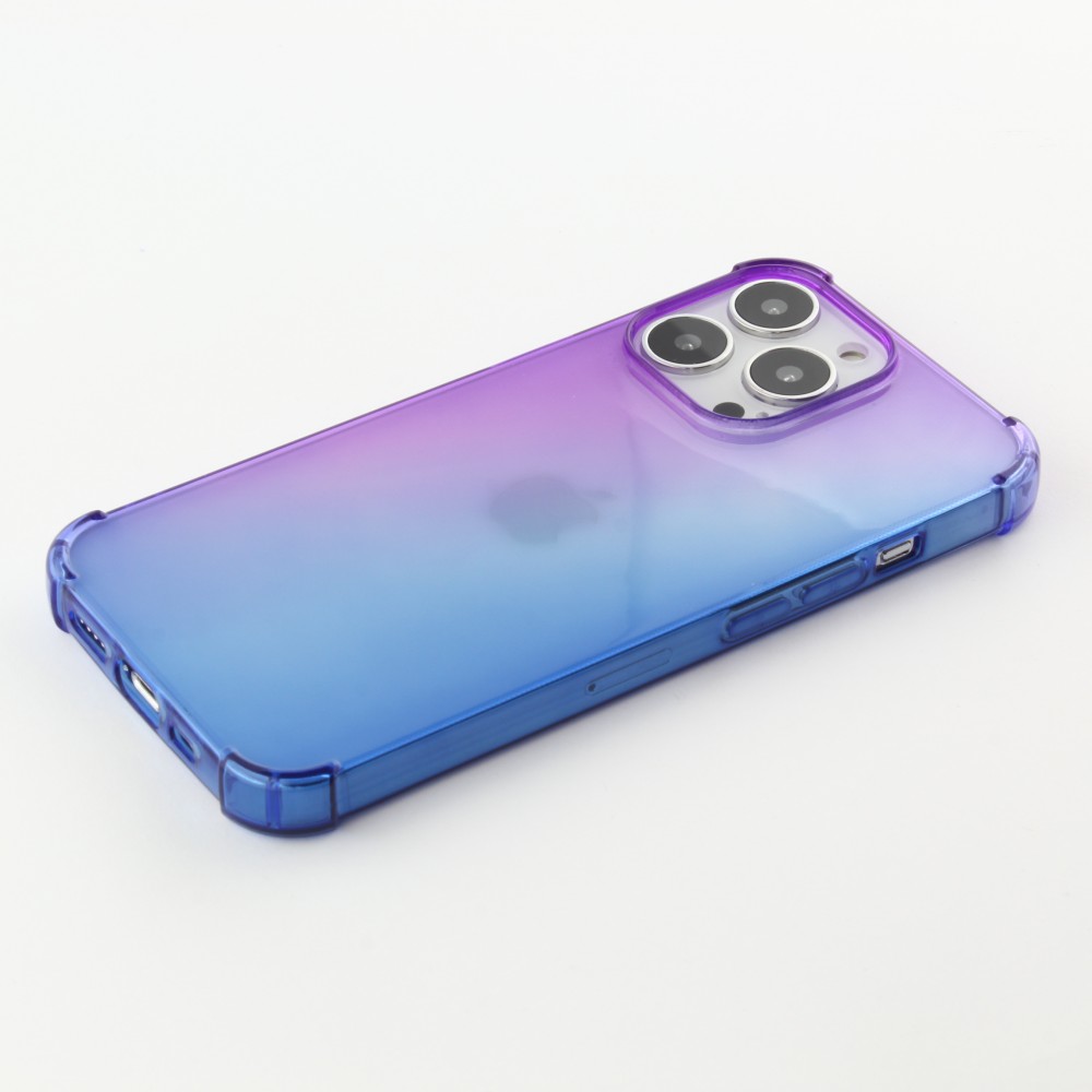 iPhone 15 Pro Max Case Hülle - Gummi Bumper Rainbow mit extra Schutz für Ecken Antischock - violett blau