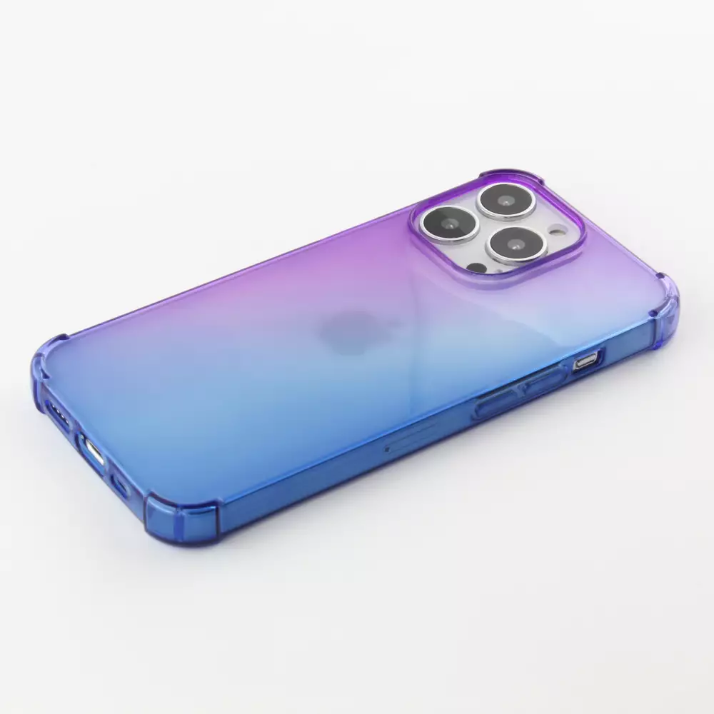 iPhone 14 Pro Case Hülle - Gummi Bumper Rainbow mit extra Schutz für Ecken Antischock - violett blau