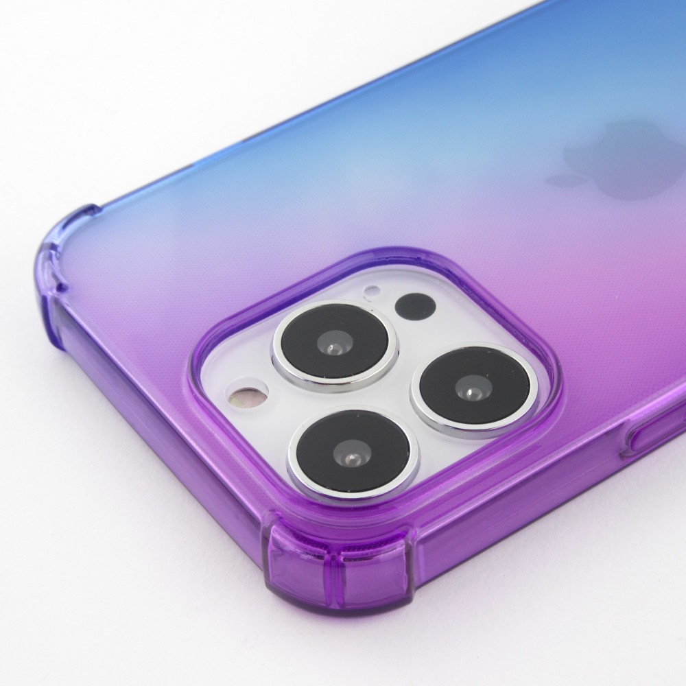 iPhone 15 Pro Max Case Hülle - Gummi Bumper Rainbow mit extra Schutz für Ecken Antischock - violett blau