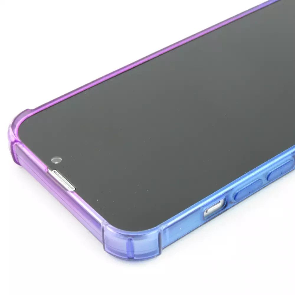 iPhone 14 Pro Case Hülle - Gummi Bumper Rainbow mit extra Schutz für Ecken Antischock - violett blau