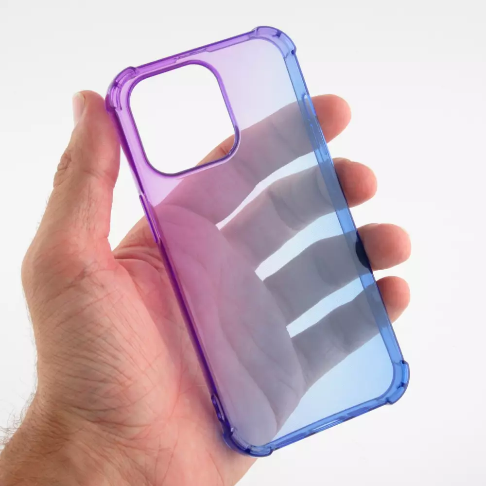 iPhone 14 Pro Case Hülle - Gummi Bumper Rainbow mit extra Schutz für Ecken Antischock - violett blau
