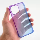 iPhone 14 Pro Case Hülle - Gummi Bumper Rainbow mit extra Schutz für Ecken Antischock - violett blau