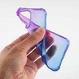 iPhone 14 Pro Case Hülle - Gummi Bumper Rainbow mit extra Schutz für Ecken Antischock - violett blau