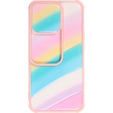 Coque iPhone 13 Pro - Caméra clapet vertical arc-en-ciel - Rose - Bleu
