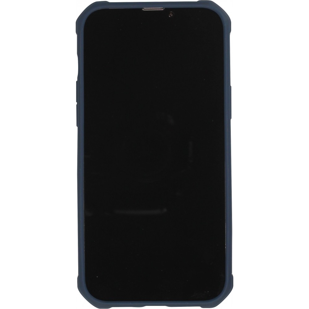Coque iPhone 14 Pro Max - Cover Military Élite avec dos en carbone semi-transparent - Bleu foncé