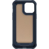Coque iPhone 14 Pro Max - Cover Military Élite avec dos en carbone semi-transparent - Bleu foncé