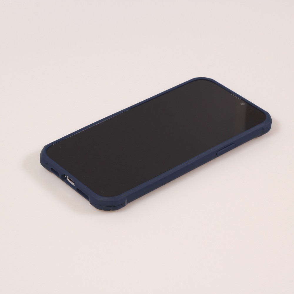 Coque iPhone 14 Pro Max - Cover Military Élite avec dos en carbone semi-transparent - Bleu foncé
