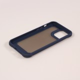 Coque iPhone 14 Pro Max - Cover Military Élite avec dos en carbone semi-transparent - Bleu foncé