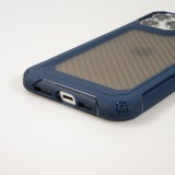 Coque iPhone 14 Pro Max - Cover Military Élite avec dos en carbone semi-transparent - Bleu foncé