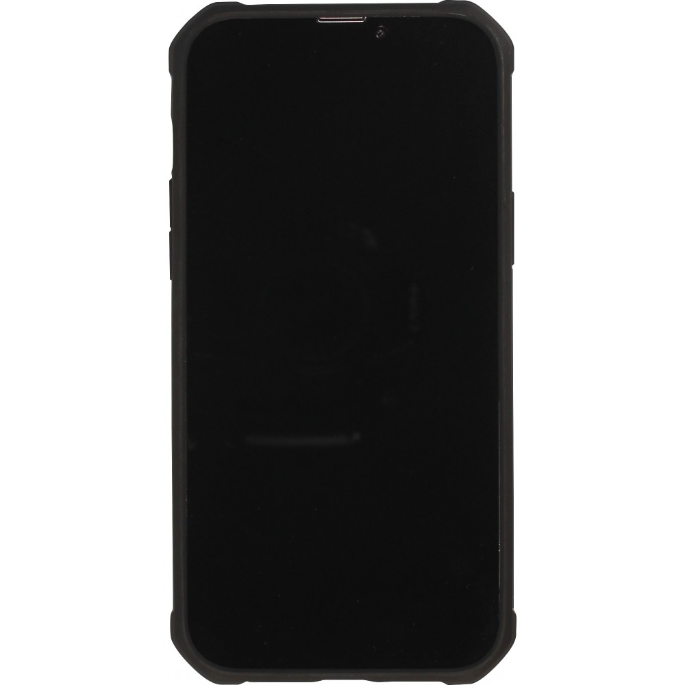 Coque iPhone 14 Pro - Cover Military Élite avec dos en carbone semi-transparent - Noir