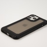 Coque iPhone 14 Pro - Cover Military Élite avec dos en carbone semi-transparent - Noir