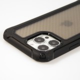 Coque iPhone 14 Pro - Cover Military Élite avec dos en carbone semi-transparent - Noir