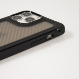 Coque iPhone 14 Pro - Cover Military Élite avec dos en carbone semi-transparent - Noir