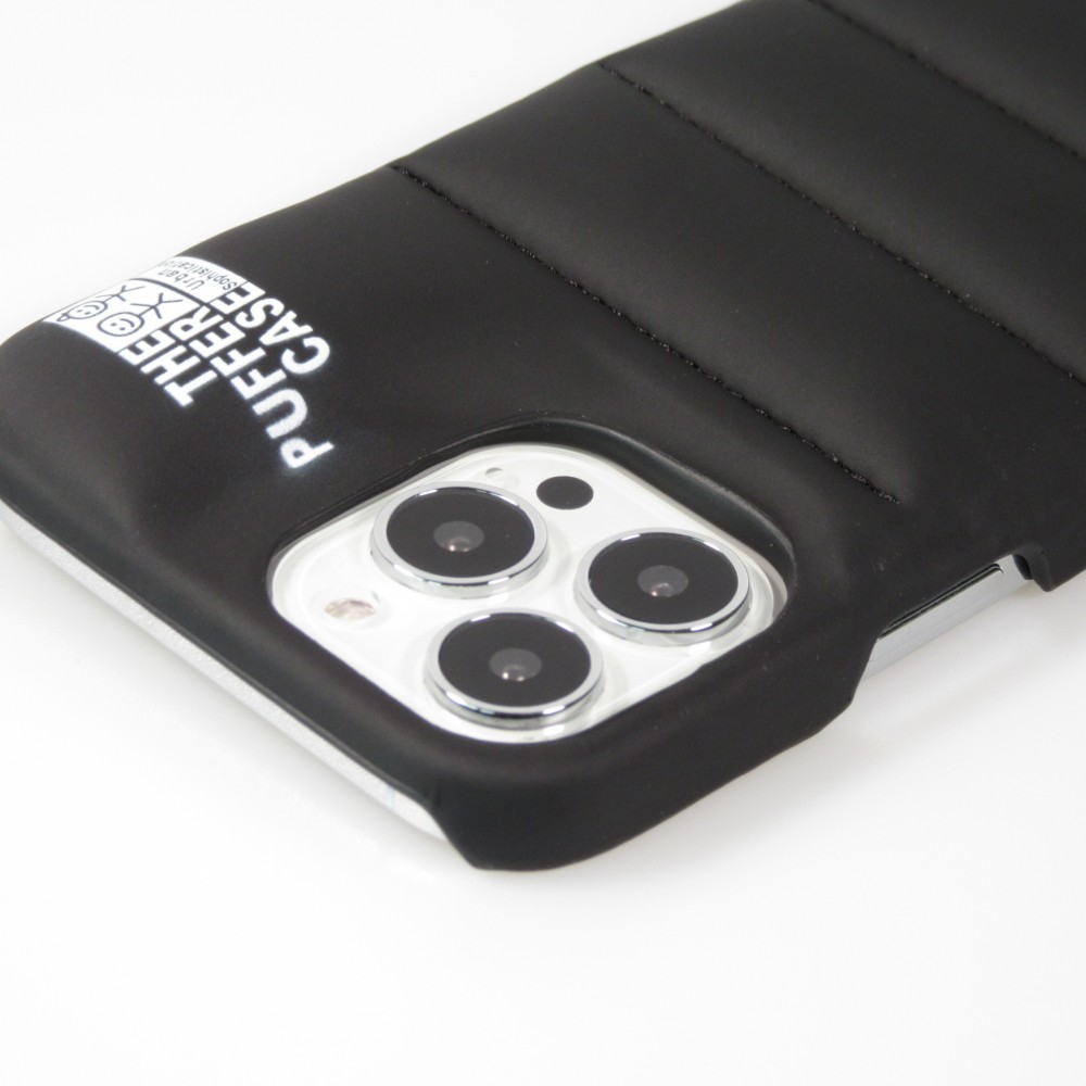 Coque iPhone 13 Pro Max - Design 3D stylé de doudoune avec couture décorative - Noir