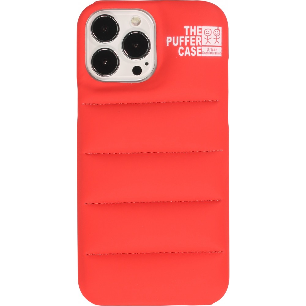 Coque iPhone 13 Pro - Design 3D stylé de doudoune avec couture décorative - Rouge