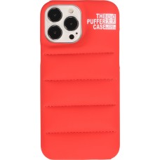 Coque iPhone 13 Pro - Design 3D stylé de doudoune avec couture décorative - Rouge