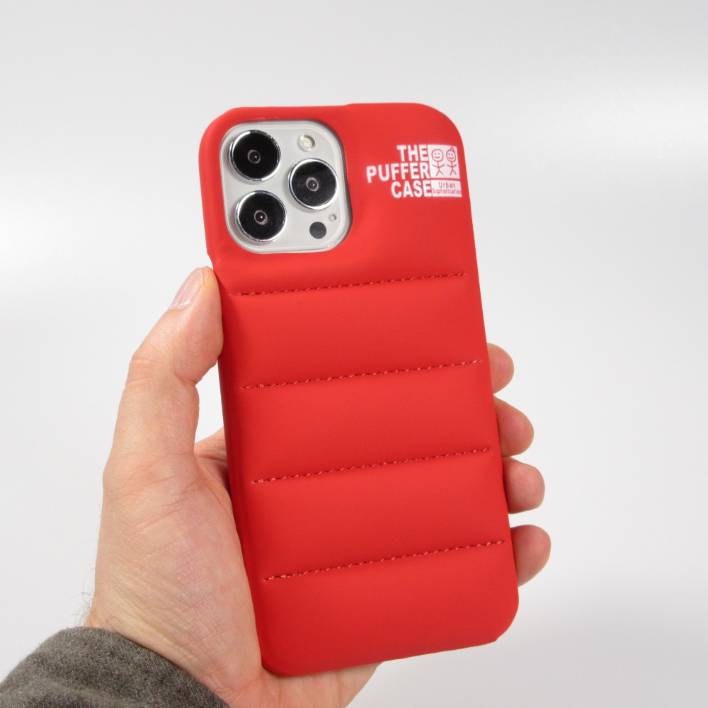 Coque iPhone 13 Pro - Design 3D stylé de doudoune avec couture décorative - Rouge
