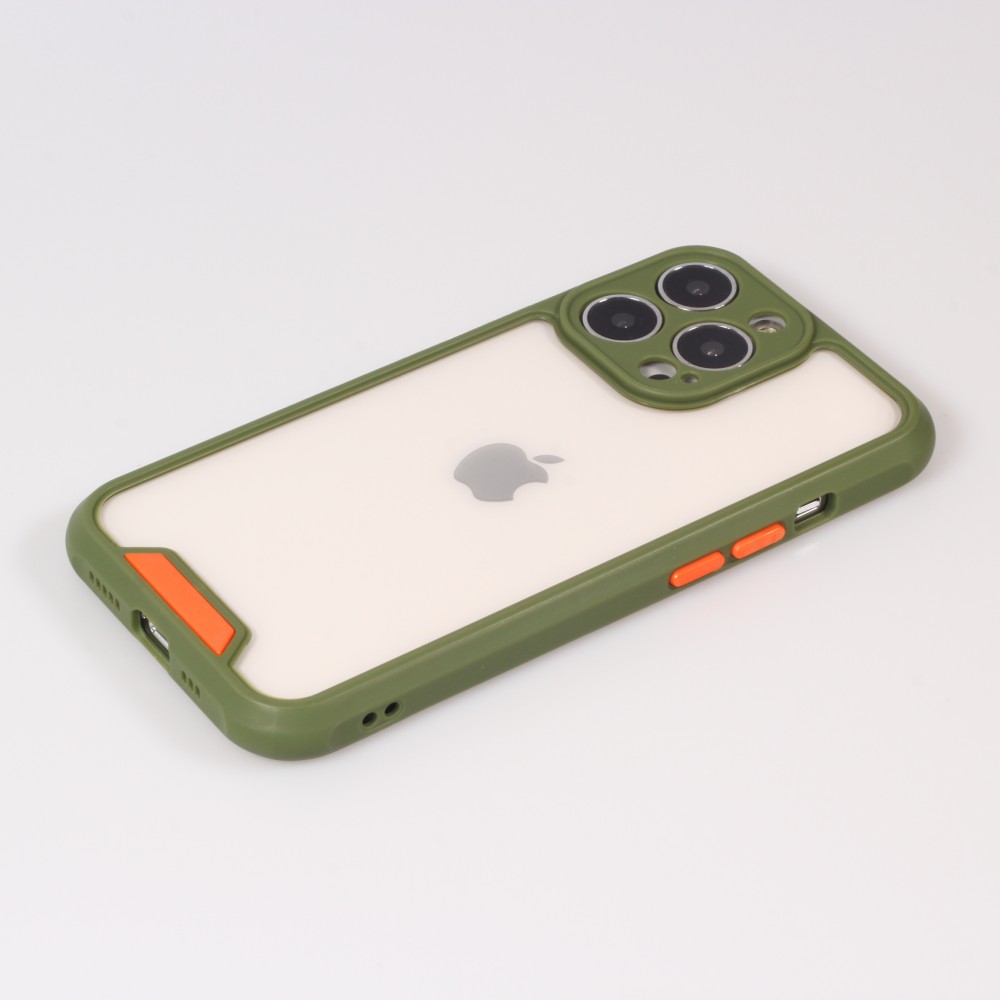 Coque iPhone 13 Pro - Dual Tone Bumper Mat Glass - Kaki